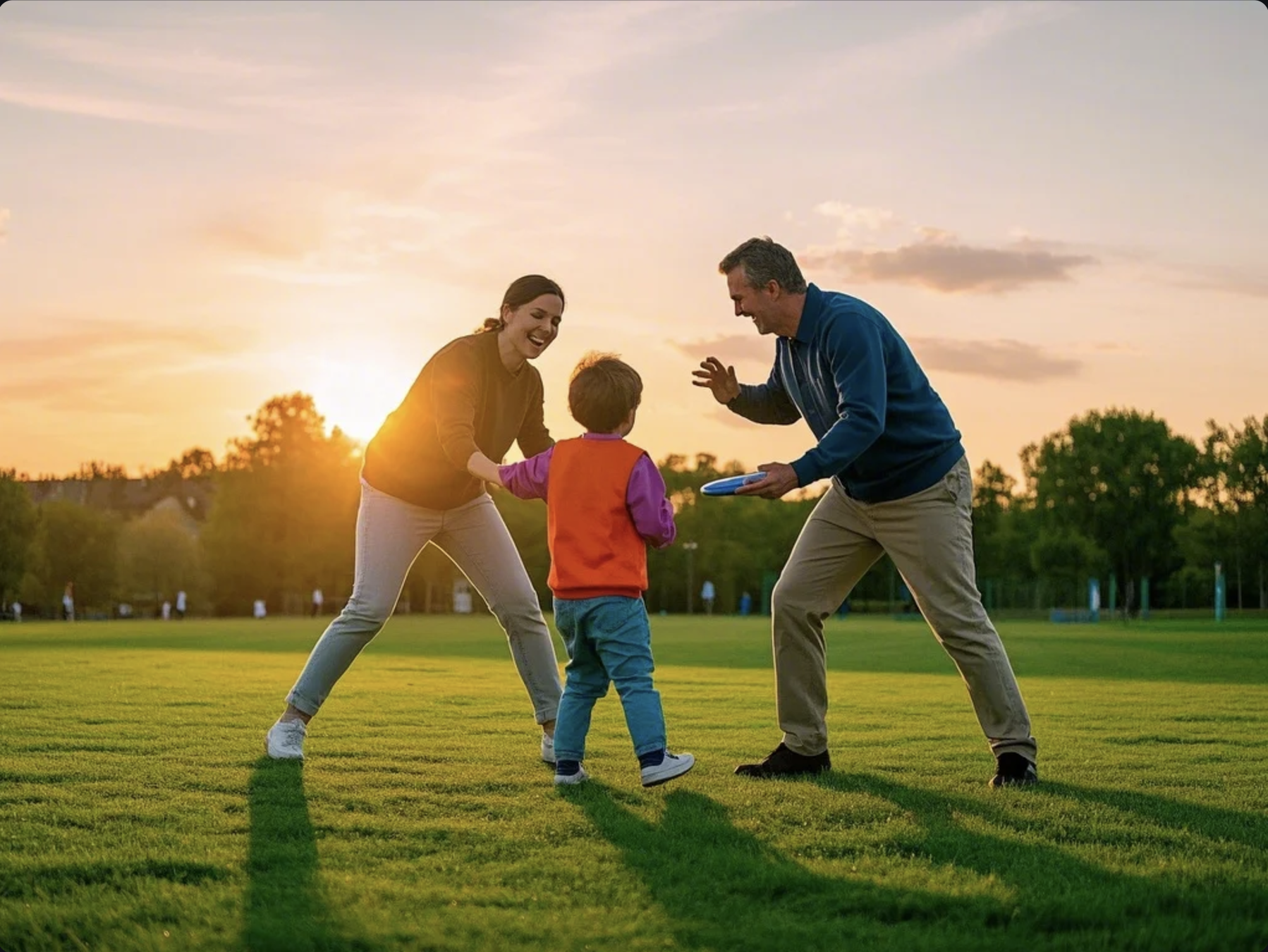 Family enjoying outdoor activities together